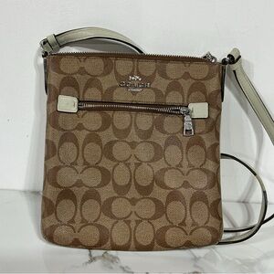 Authentic Coach Signature Canvas Crossbody Bag CF340 Brown & Cream